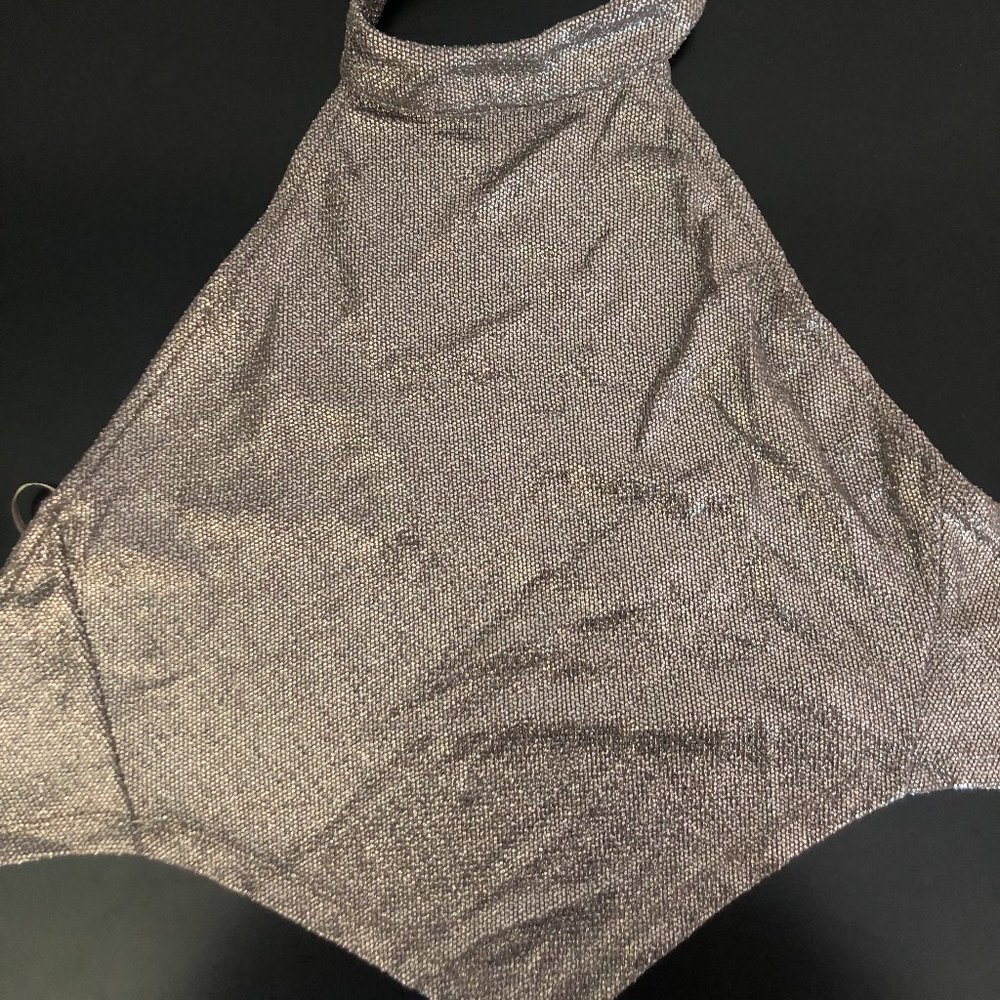 TOP SHOP Silver Halter Backless Crop Top NWT (New with Tags)